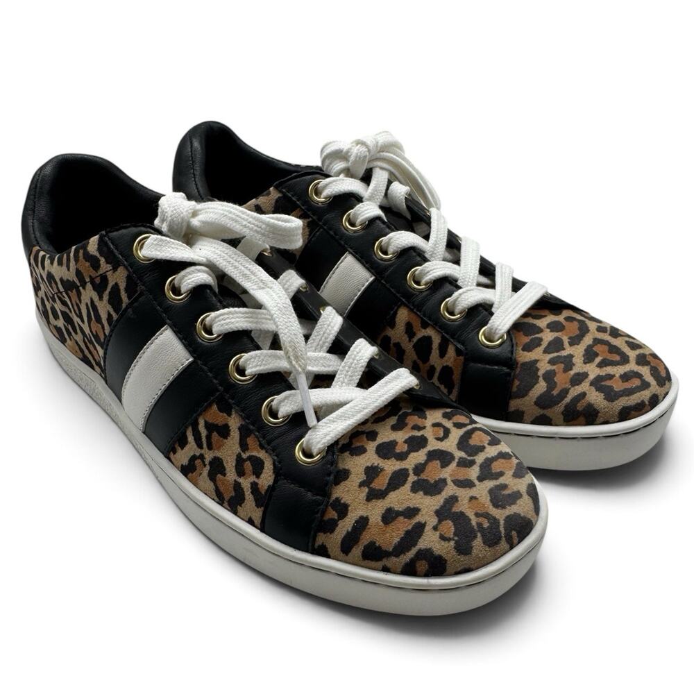 NWB Johnny Was Leopard Everyday Sneakers Size 6 Animal Print Low Tops Lace Up